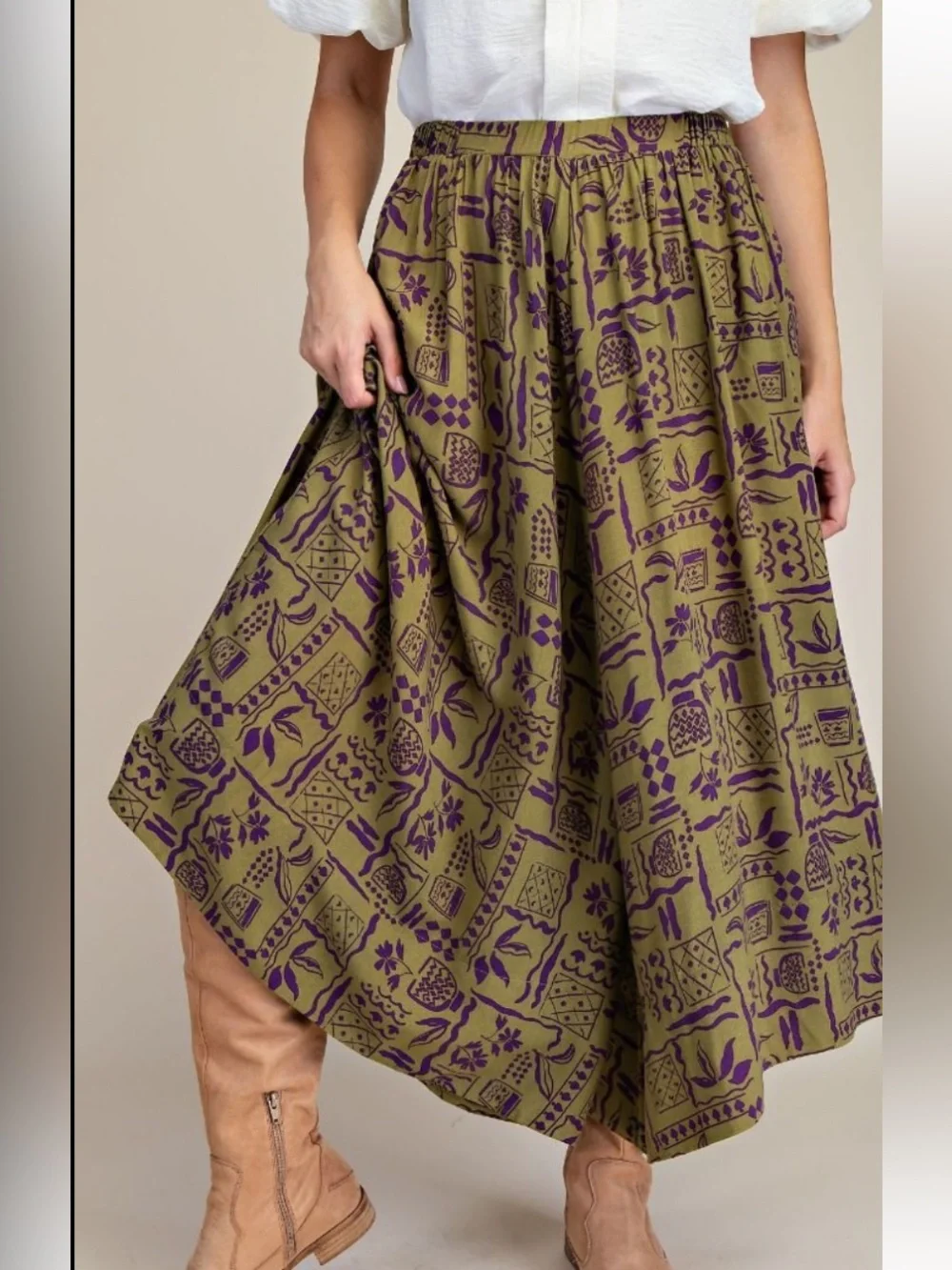 405 EASEL AZTEC PRINTED RAYON CHALLIS WOVEN TOP PANTS - MATCHING SET